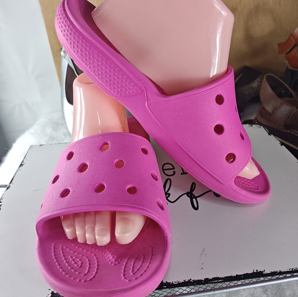 Crocs Classic Slides Men's Size 8 Women’s Size 10 Taffy Pink Unisex - Picture 4 of 11